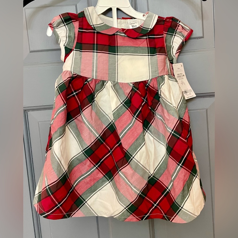 Carter's Festive Plaid Dress in Red and Green